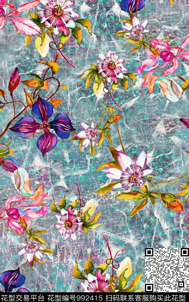 小碎花肌理笔触数码印花华亿平台下载（图片编号: 992415） - 瓦栏（Walan）