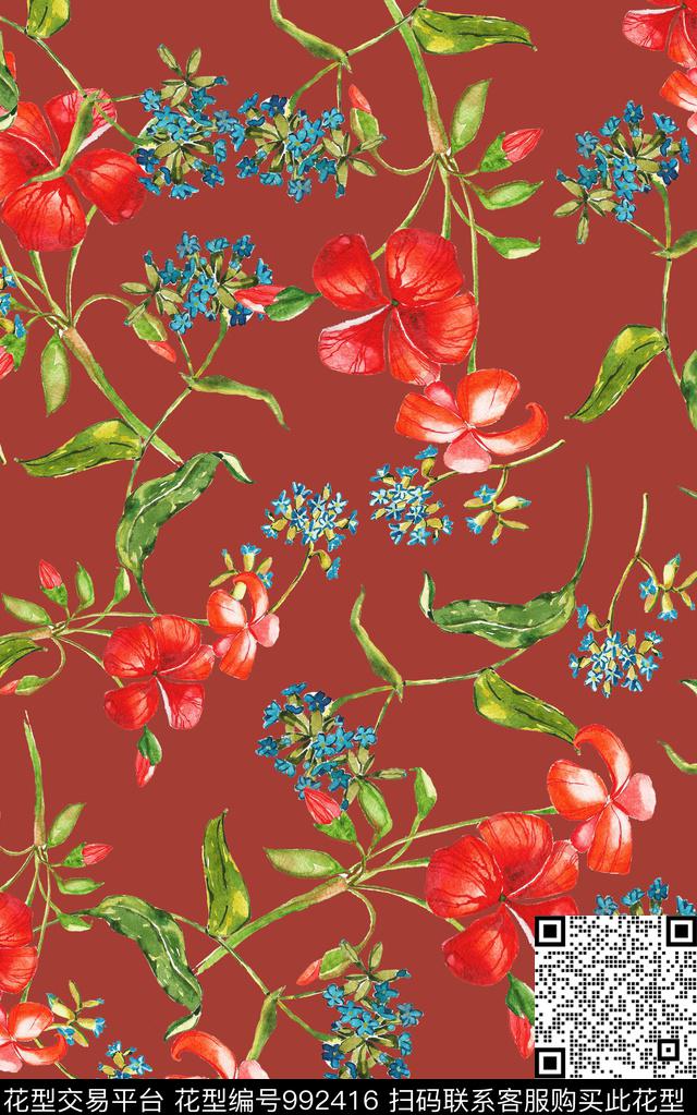 小碎花肌理笔触数码印花华亿平台下载（图片编号: 992416） - 瓦栏（Walan）