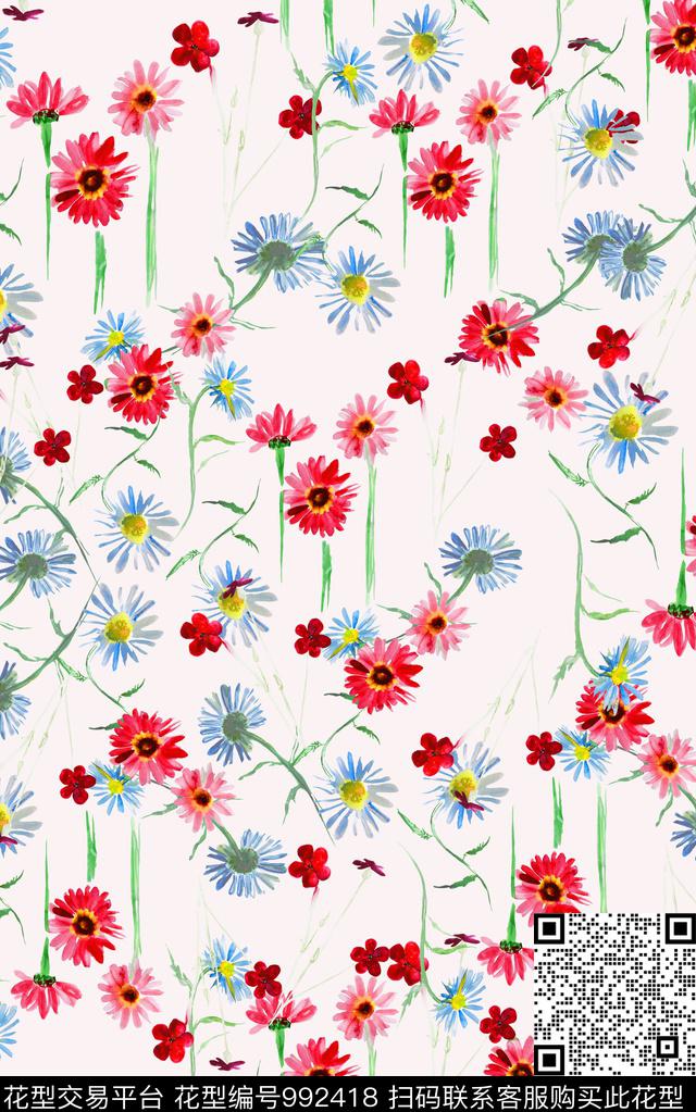 小碎花肌理笔触数码印花华亿平台下载（图片编号: 992418） - 瓦栏（Walan）