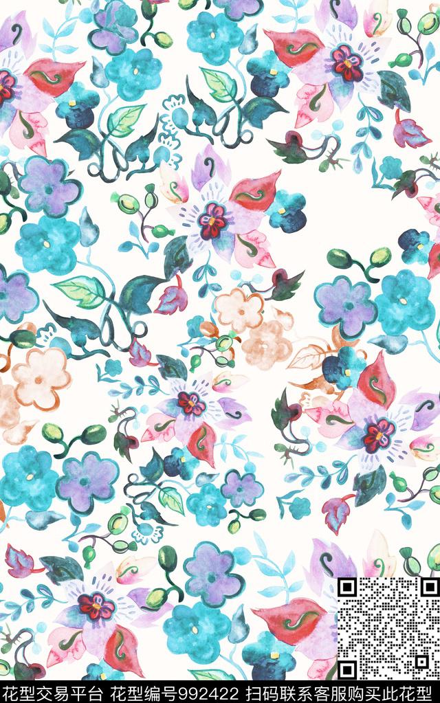 小碎花肌理笔触数码印花华亿平台下载（图片编号: 992422） - 瓦栏（Walan）