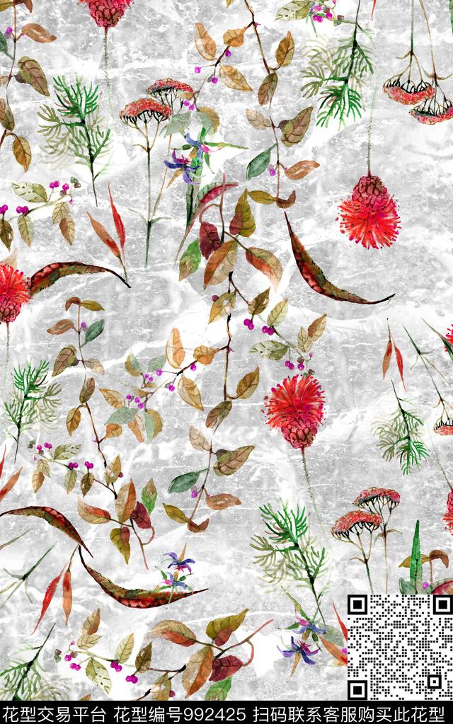 小碎花肌理笔触数码印花华亿平台下载（图片编号: 992425） - 瓦栏（Walan）