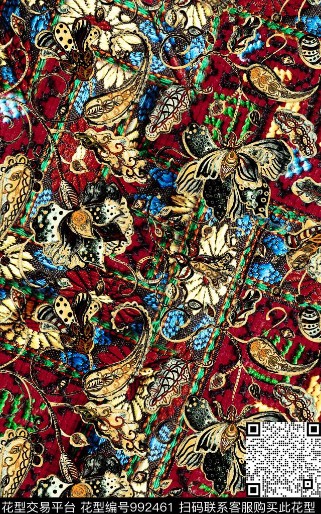 民族风抽象几何数码印花华亿平台下载（图片编号: 992461） - 瓦栏（Walan）