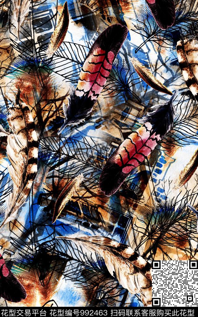 民族风抽象几何数码印花华亿平台下载（图片编号: 992463） - 瓦栏（Walan）