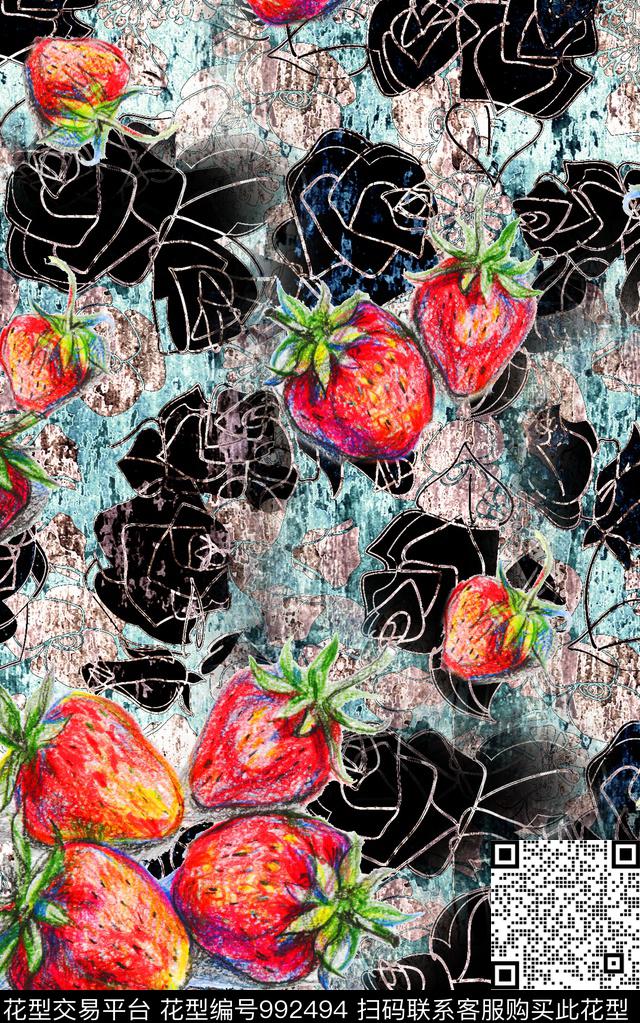 数码华亿平台抽象笔触数码印花华亿平台下载（图片编号: 992494） - 瓦栏（Walan）