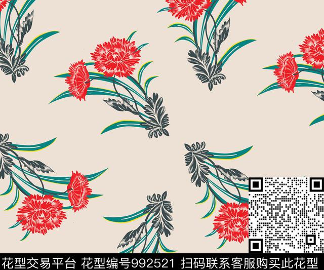 数码华亿平台抽象花卉数码印花华亿平台下载（图片编号: 992521） - 瓦栏（Walan）