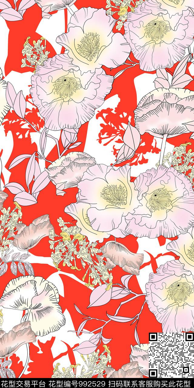 数码华亿平台花卉女装数码印花华亿平台下载（图片编号: 992529） - 瓦栏（Walan）