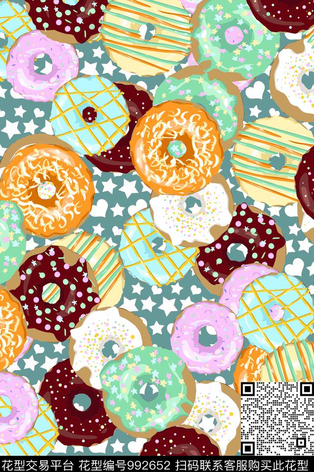 矢量甜甜圈爱心数码印花华亿平台下载（图片编号: 992652） - 瓦栏（Walan）
