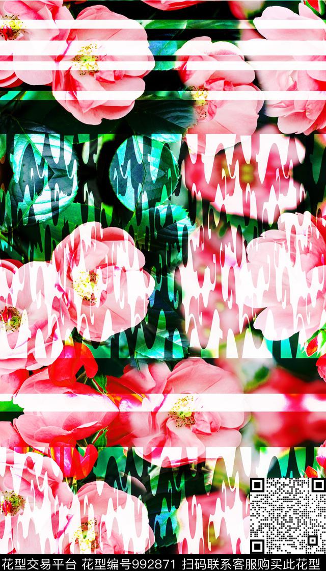 照片花卉几何玫瑰花数码印花华亿平台下载（图片编号: 992871） - 瓦栏（Walan）
