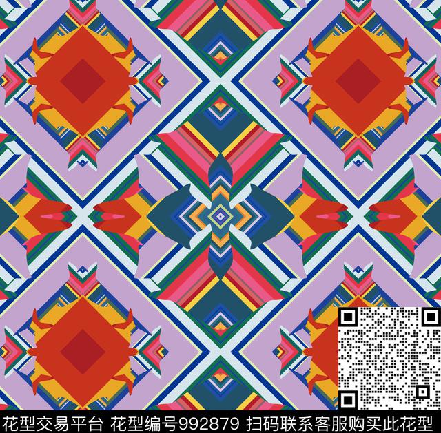 女装几何潮牌数码印花华亿平台下载（图片编号: 992879） - 瓦栏（Walan）