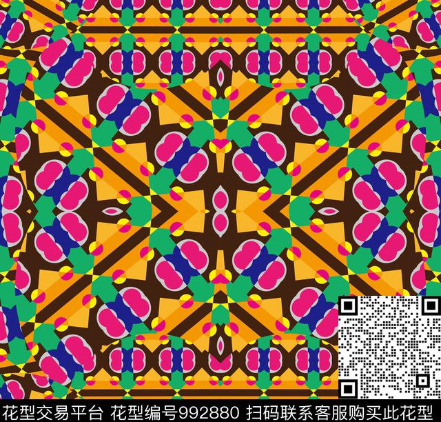 趣味波西米亚女装数码印花华亿平台下载（图片编号: 992880） - 瓦栏（Walan）