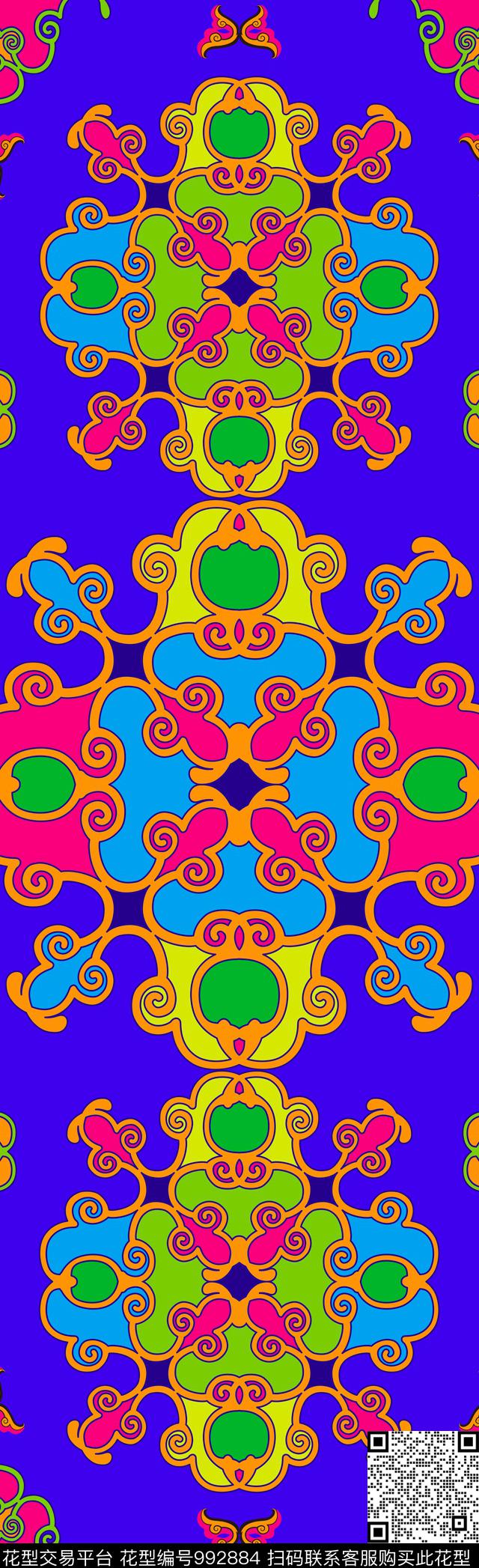 民族花卉民族风异域数码印花华亿平台下载（图片编号: 992884） - 瓦栏（Walan）