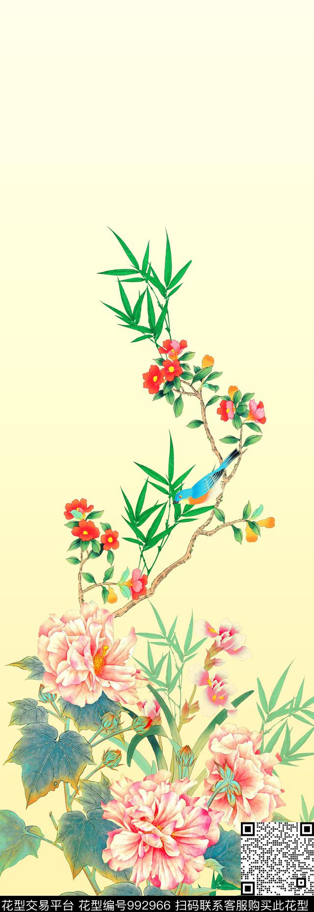 数码华亿平台花卉牡丹数码印花华亿平台下载（图片编号: 992966） - 瓦栏（Walan）