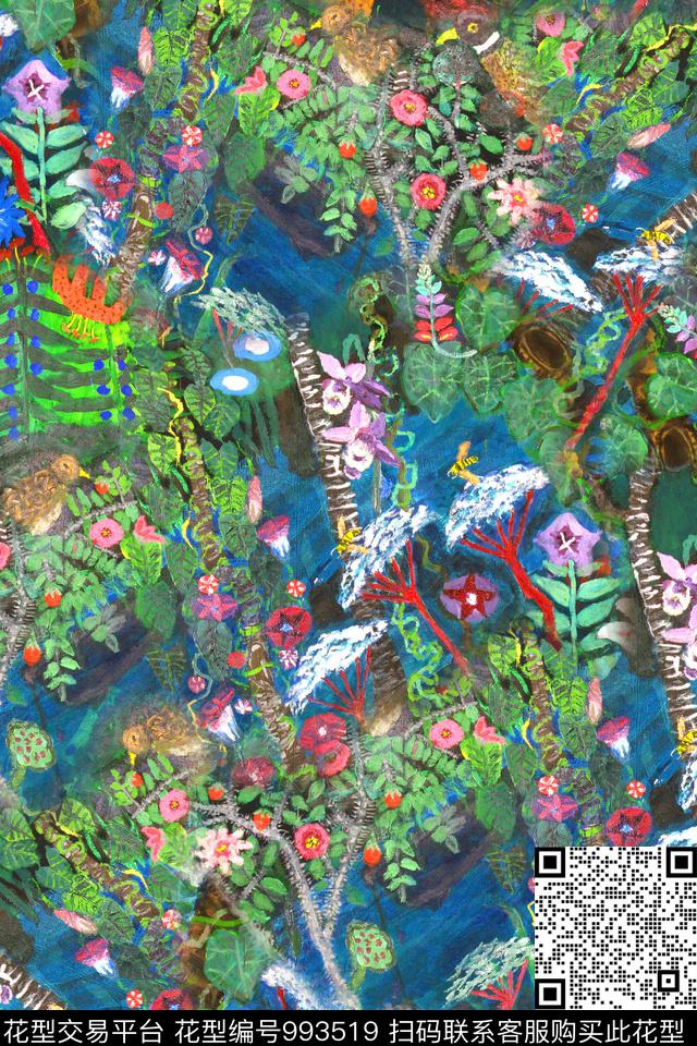 抽象满版散花几何数码印花华亿平台下载（图片编号: 993519） - 瓦栏（Walan）