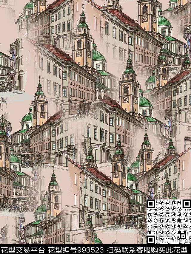 年轻女性大牌风英伦数码印花华亿平台下载（图片编号: 993523） - 瓦栏（Walan）