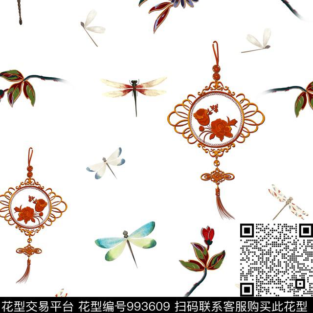 吉祥图案昆虫花卉数码印花华亿平台下载（图片编号: 993609） - 瓦栏（Walan）