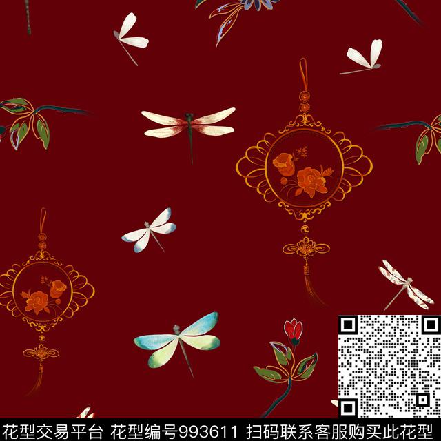 吉祥图案昆虫花卉数码印花华亿平台下载（图片编号: 993611） - 瓦栏（Walan）