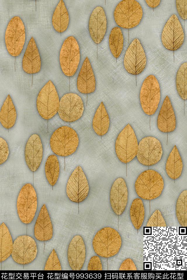 肌理抽象绿植树叶数码印花华亿平台下载（图片编号: 993639） - 瓦栏（Walan）