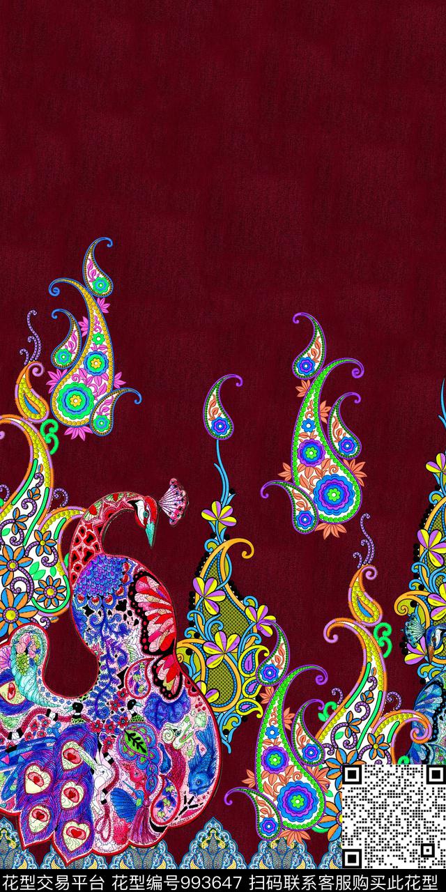 民族风绣花华亿平台佩斯利数码印花华亿平台下载（图片编号: 993647） - 瓦栏（Walan）