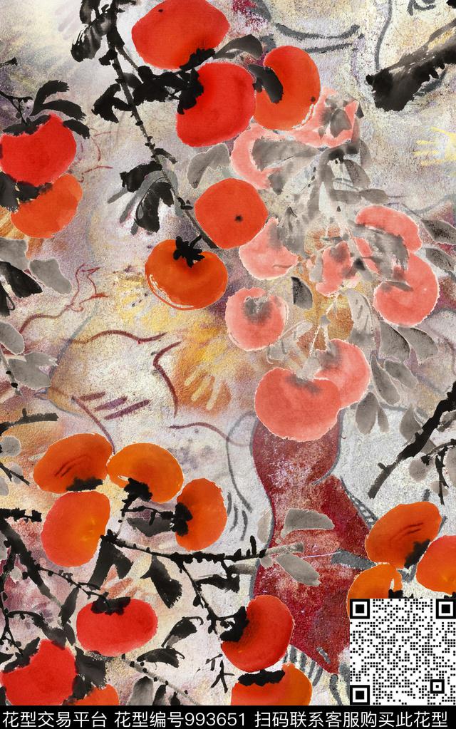 数码华亿平台花卉水墨风数码印花华亿平台下载（图片编号: 993651） - 瓦栏（Walan）