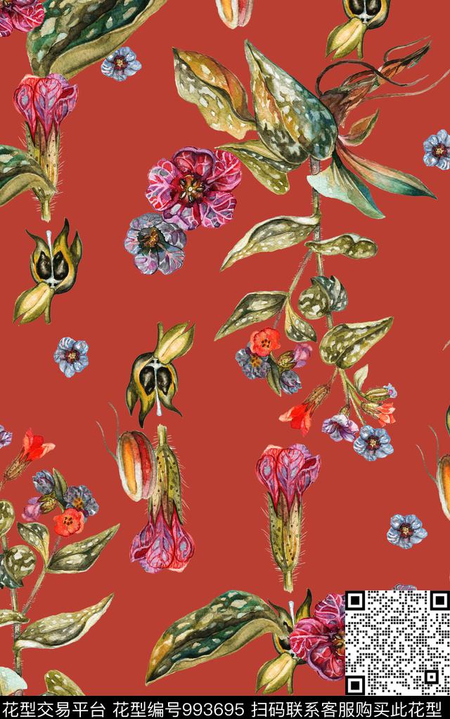 数码华亿平台彩底花卉小碎花数码印花华亿平台下载（图片编号: 993695） - 瓦栏（Walan）