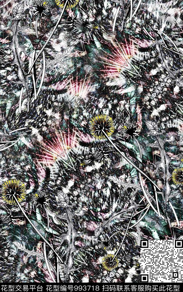 民族风抽象花卉数码印花华亿平台下载（图片编号: 993718） - 瓦栏（Walan）