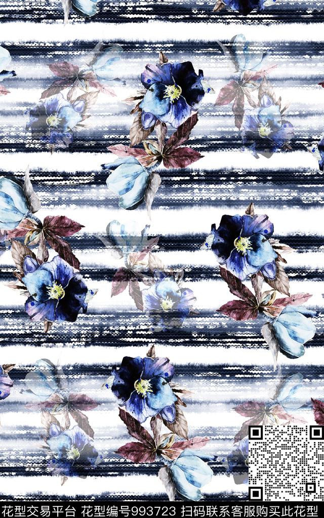 民族风抽象花卉数码印花华亿平台下载（图片编号: 993723） - 瓦栏（Walan）