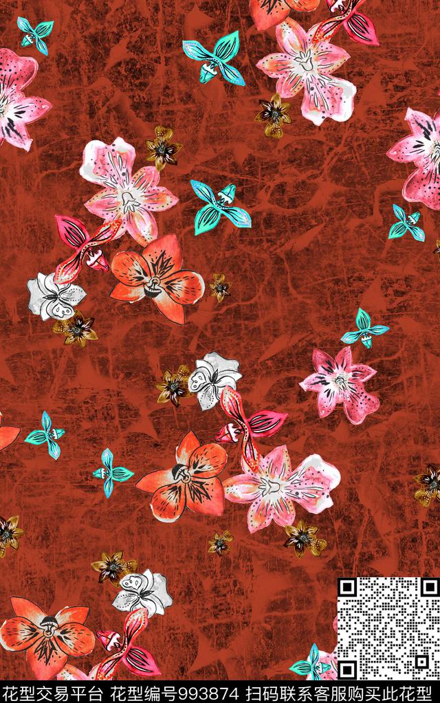 数码华亿平台小碎花肌理数码印花华亿平台下载（图片编号: 993874） - 瓦栏（Walan）