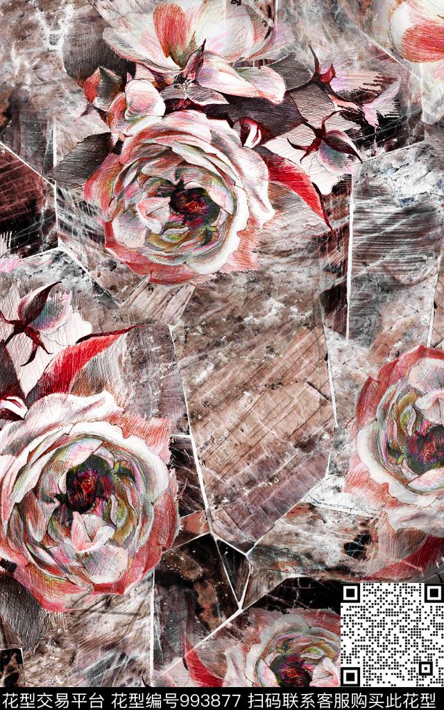 数码华亿平台抽象花卉数码印花华亿平台下载（图片编号: 993877） - 瓦栏（Walan）