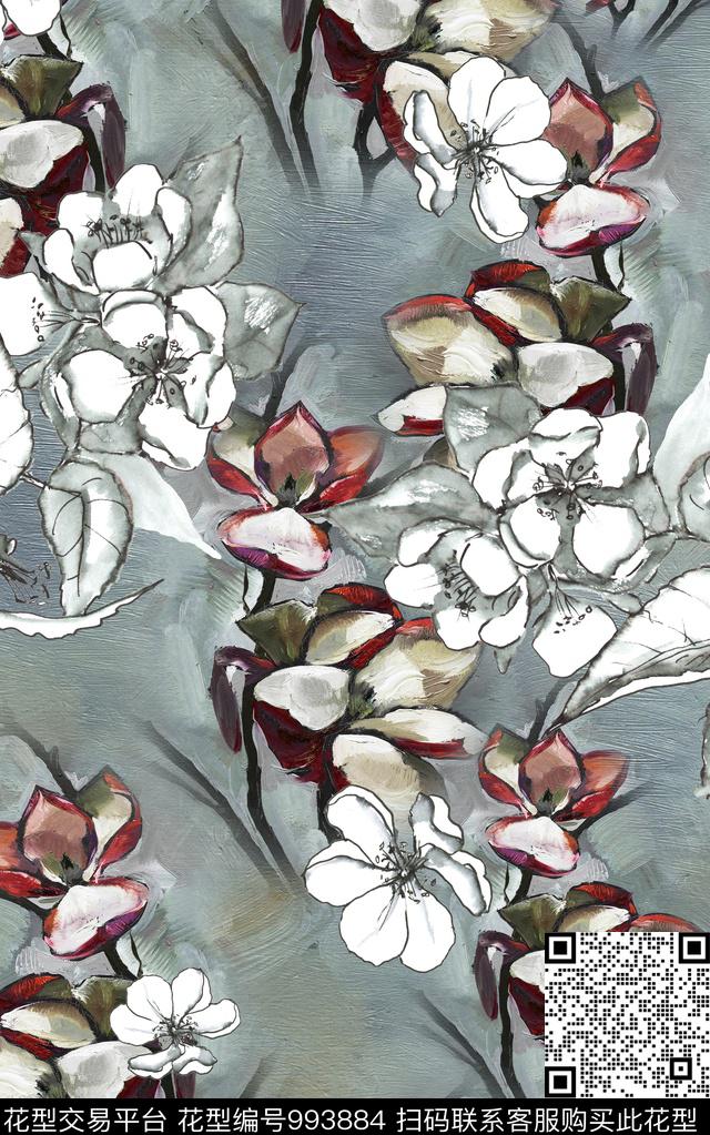 数码华亿平台花卉大牌风数码印花华亿平台下载（图片编号: 993884） - 瓦栏（Walan）