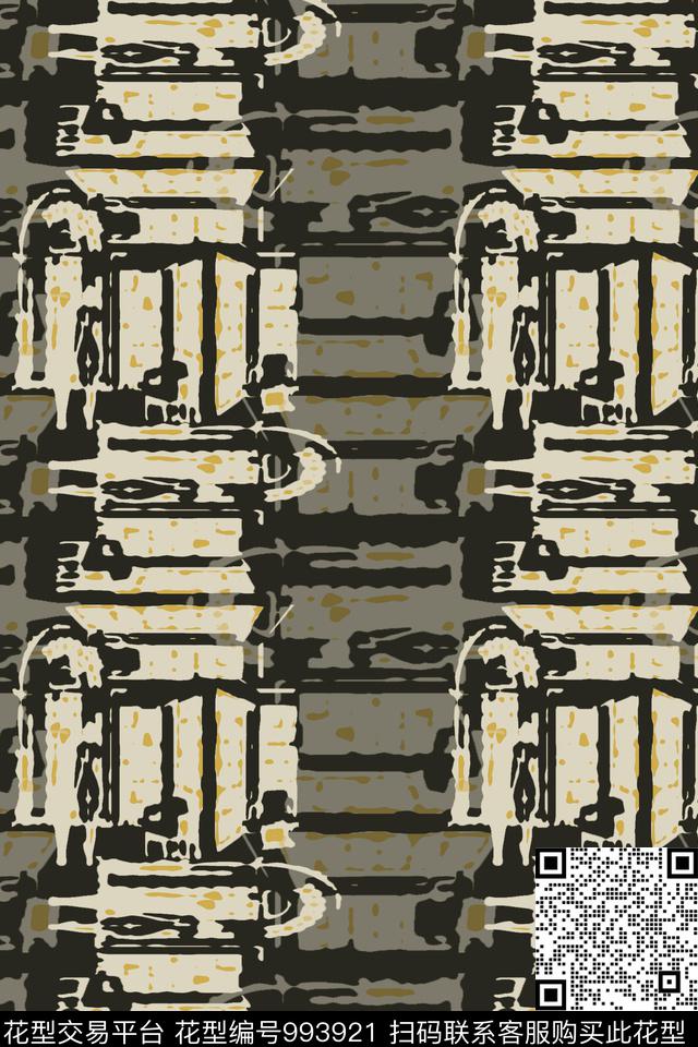抽象手绘图鸦图案格子条纹混搭传统印花华亿平台下载（图片编号: 993921） - 瓦栏（Walan）