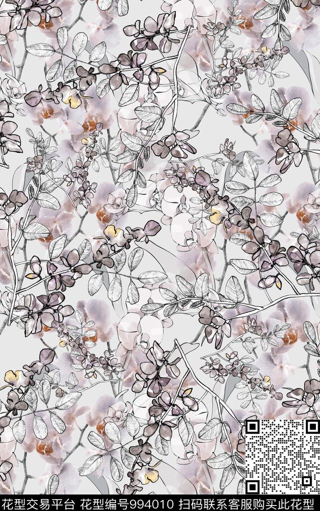 民族风抽象花卉数码印花华亿平台下载（图片编号: 994010） - 瓦栏（Walan）