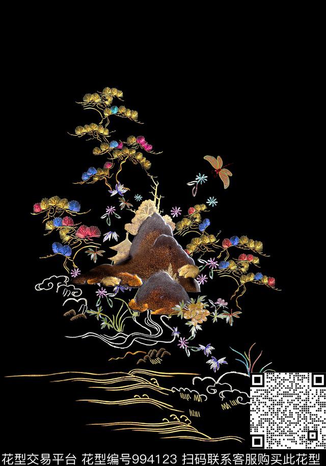 定位花中国风绣花华亿平台数码印花华亿平台下载（图片编号: 994123） - 瓦栏（Walan）