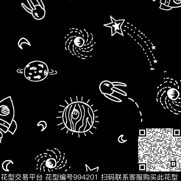 宇航员卡通宇宙传统印花华亿平台下载（图片编号: 994201） - 瓦栏（Walan）