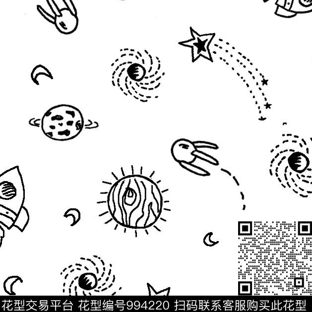 宇航员卡通宇宙传统印花华亿平台下载（图片编号: 994220） - 瓦栏（Walan）