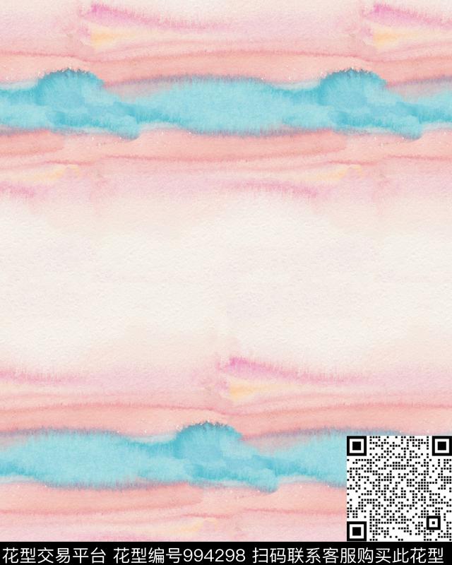 条纹水彩花卉水彩纹理数码印花华亿平台下载（图片编号: 994298） - 瓦栏（Walan）