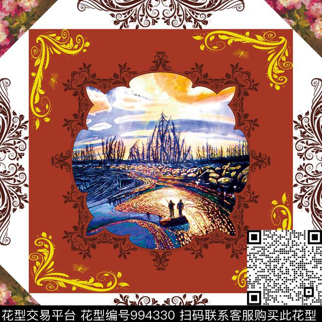 数码华亿平台围巾花卉数码印花华亿平台下载（图片编号: 994330） - 瓦栏（Walan）