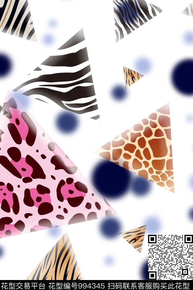 抽象几何动物纹数码印花华亿平台下载（图片编号: 994345） - 瓦栏（Walan）