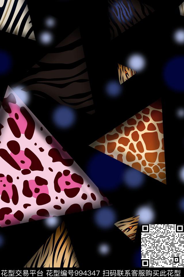 抽象几何动物纹数码印花华亿平台下载（图片编号: 994347） - 瓦栏（Walan）