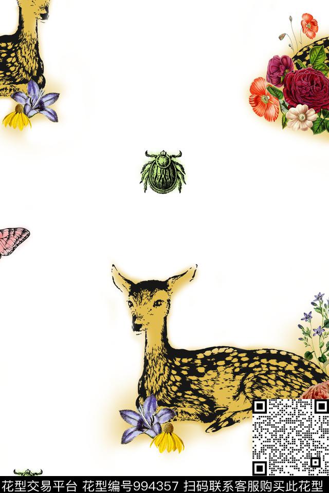 动物花卉昆虫复古数码印花华亿平台下载（图片编号: 994357） - 瓦栏（Walan）