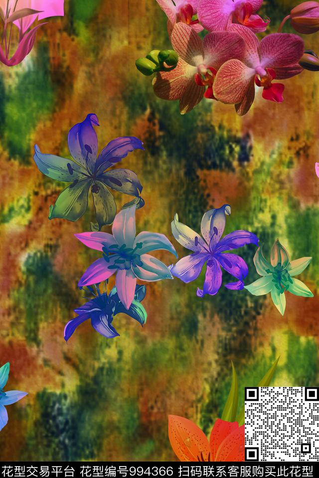 数码华亿平台花卉女装数码印花华亿平台下载（图片编号: 994366） - 瓦栏（Walan）