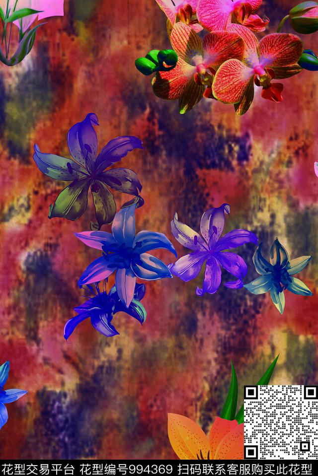 数码华亿平台花卉女装数码印花华亿平台下载（图片编号: 994369） - 瓦栏（Walan）