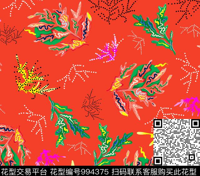 创意手绘花卉花卉数码印花华亿平台下载（图片编号: 994375） - 瓦栏（Walan）