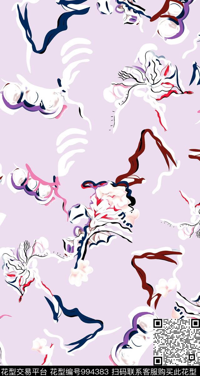 趣味清爽底花卉传统印花华亿平台下载（图片编号: 994383） - 瓦栏（Walan）