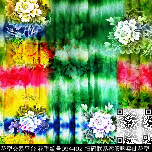 数码华亿平台创意手绘花卉数码印花华亿平台下载（图片编号: 994402） - 瓦栏（Walan）