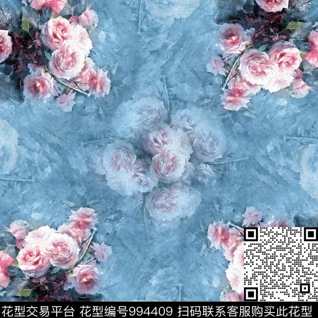 数码华亿平台围巾花卉数码印花华亿平台下载（图片编号: 994409） - 瓦栏（Walan）