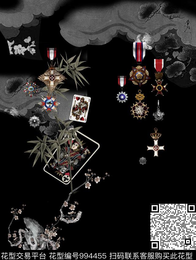 男装潮牌扑克数码印花华亿平台下载（图片编号: 994455） - 瓦栏（Walan）