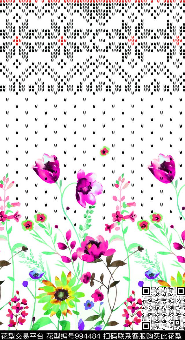花卉女装几何数码印花华亿平台下载（图片编号: 994484） - 瓦栏（Walan）