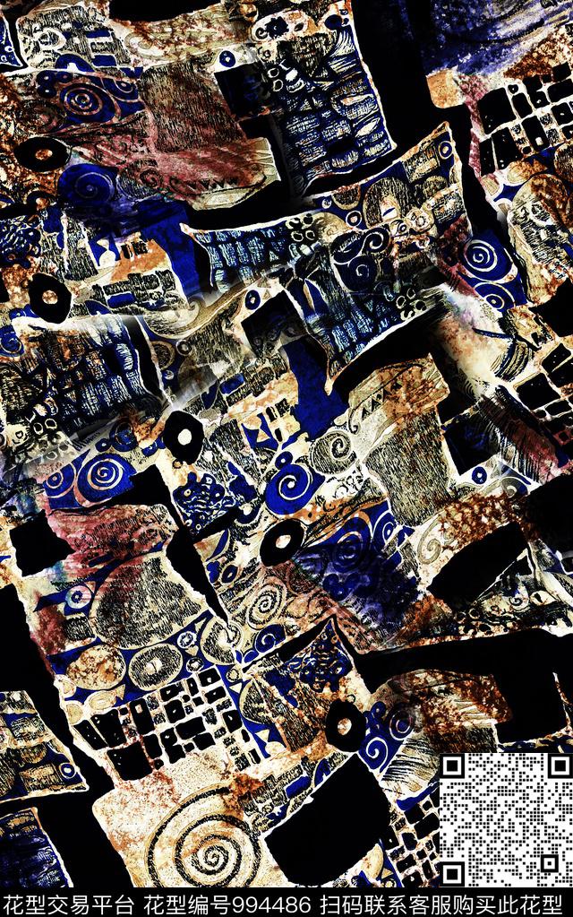 民族风抽象几何数码印花华亿平台下载（图片编号: 994486） - 瓦栏（Walan）