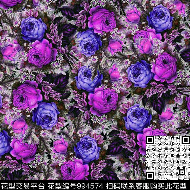 数码华亿平台花卉大牌风数码印花华亿平台下载（图片编号: 994574） - 瓦栏（Walan）