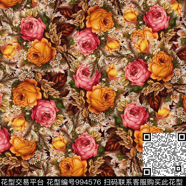 数码华亿平台花卉大牌风数码印花华亿平台下载（图片编号: 994576） - 瓦栏（Walan）